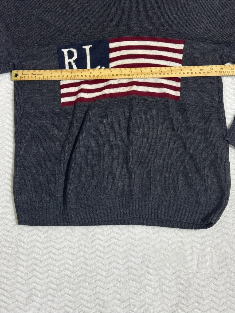 Vintage Ralph Lauren Polo Sport American Flag Turtleneck Knit Sweater Men Large